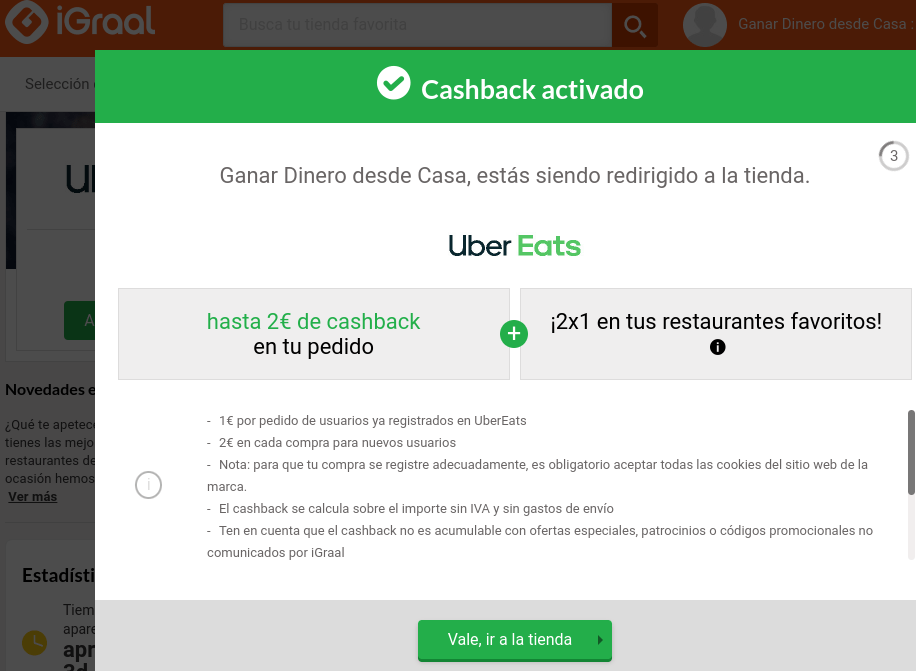 Ofertas 2x1 Uber Eats