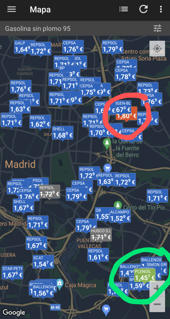 App para encontrar las gasolineras más baratas