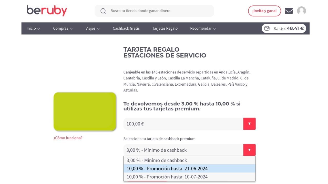 Tarjetas regalo para conseguir combustible gratuito