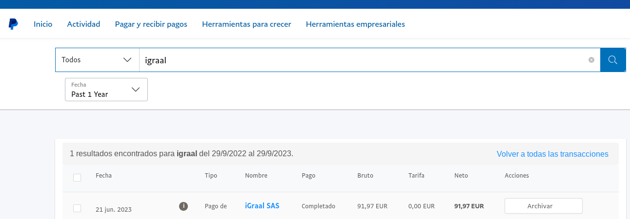 Prueba de pago en Paypal por invitado de iGraal