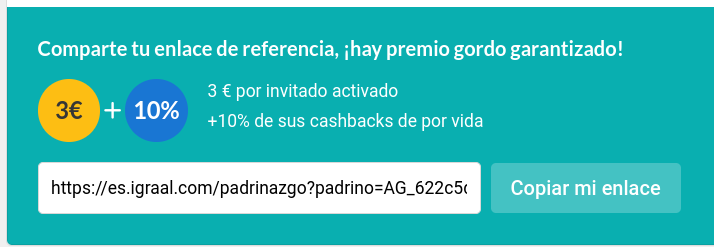 Promoción invitar a amigos para ganar dinero gratis en iGraal
