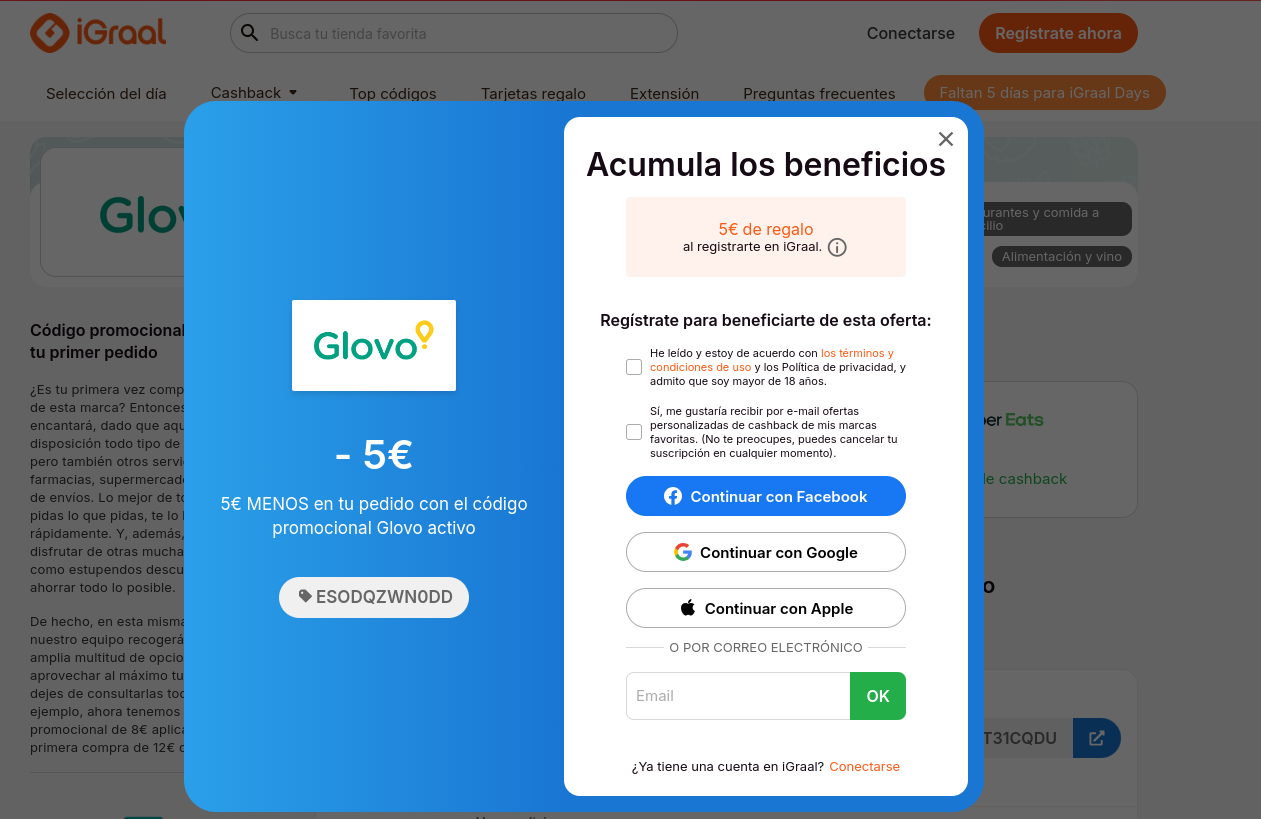 Código Descuento Glovo 10€